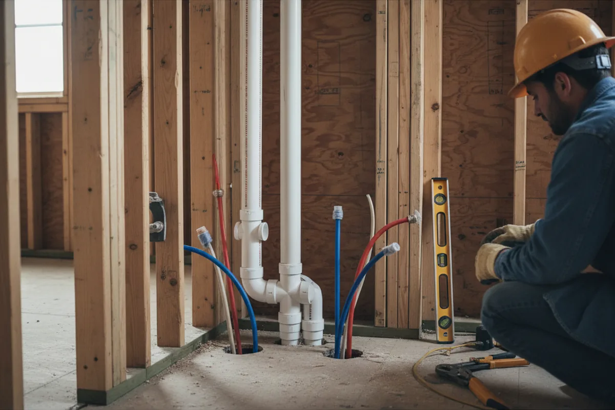 Drain and supply rough-in during Sump Pump Repair in Bausman