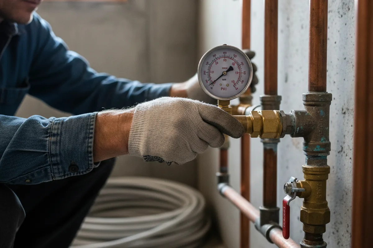 Pressure testing a repaired line during Water Line Repair in Bausman